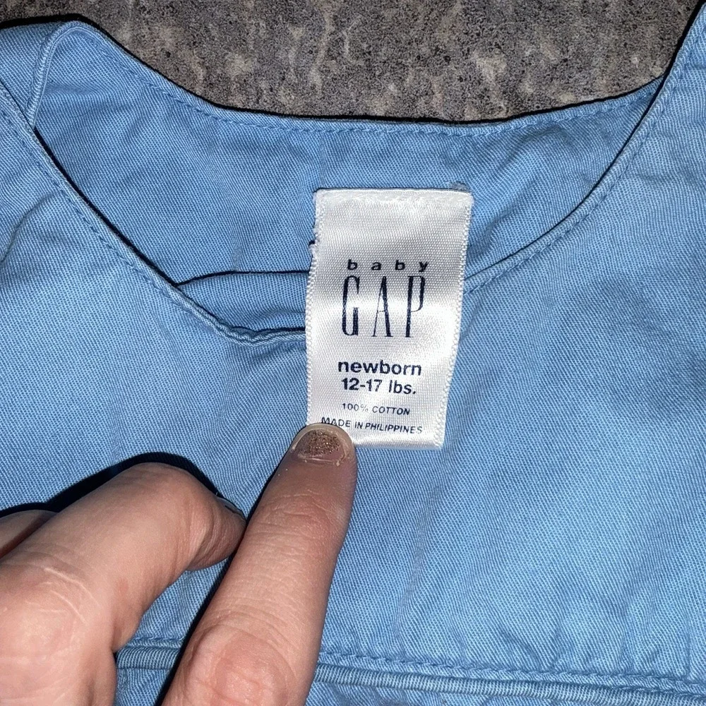 Vintage Baby Gap Overalls Train Blue Newborn 12-17 Lbs